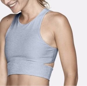 OUTDOOR VOICES Slashback Crop Top Sport Bra Blue Quartz M